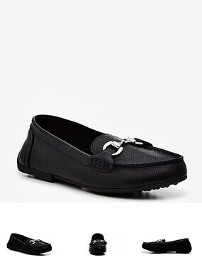 Black Leather “Kai” Loafers with Silver Buckle by Kelly & Katie (8M)